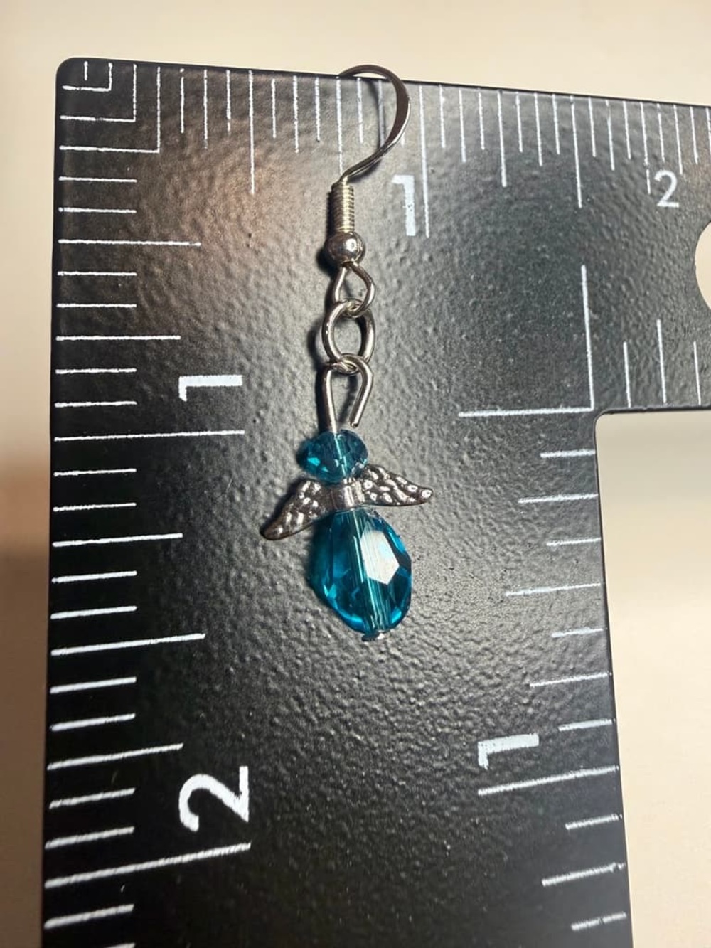 Sterling-Style Teal Crystal Angel Drop Earring - Women Jewelry